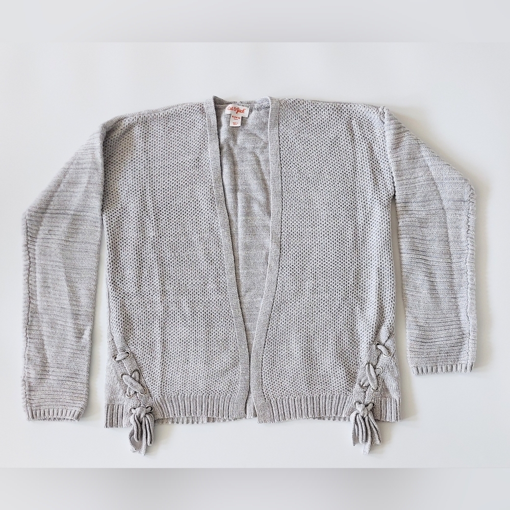 Cat & Jack Open Front Cardigan Long Sleeve Gray Sweater Size 14 / 16